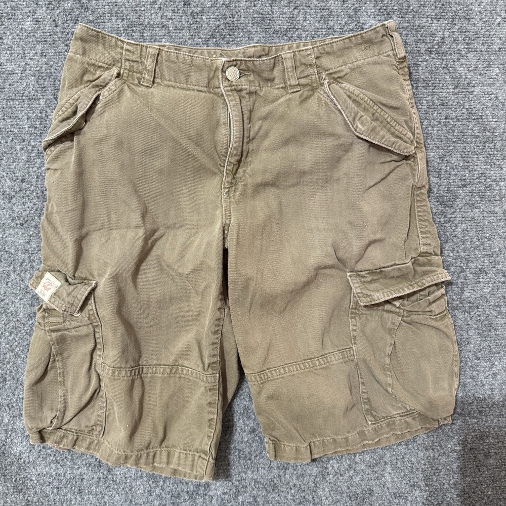 🩳 POLO RALPH LAUREN Y2K Cargo Shorts Mens 28 Olive Green Heavy Cotton Utility